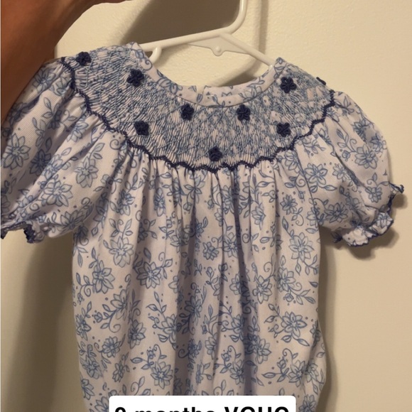 Other - Blue Floral Baby smock bubble